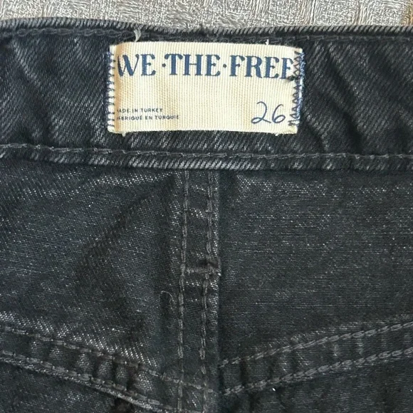 Free People We The Free Black Tapered Baggy High Rise Boyfriend Fit Jeans 26 NWT - Picture 9 of 12
